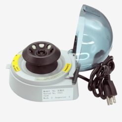 Side profile of the Premiere Bio Lion XCM10 showing the safety lid lock and compact benchtop footprint.