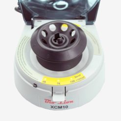 Interior view of Bio Lion XCM10 showing interchangeable rotors for 1.5ml microtubes and 8-place PCR strips.