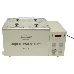 Premiere HH-4 Digital Water Bath with 4 holes, 800W heating element, and 1000 RPM stirrer.