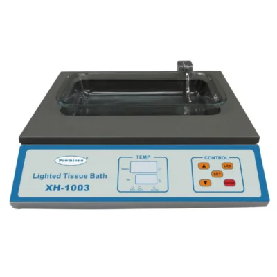 Premiere XH-1003 Lighted Tissue Floating Bath with LED illumination and 0.5 gallon glass basin for histology.